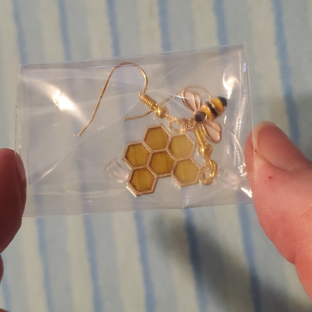 Bee and honeycomb earrings